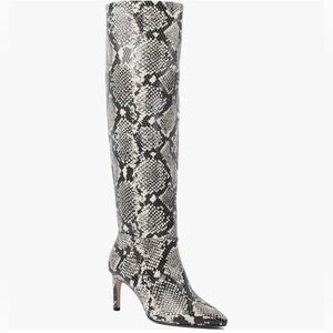 BCBG Marlo Snake Skin Boots Size 6M Wide Calf 
Heel 2.9 inches